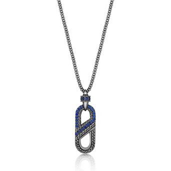 Men's LYNX Lab-Created Sapphire Pendant Necklace