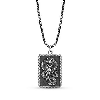 Men's LYNX Snake Dog Tag Pendant Necklace