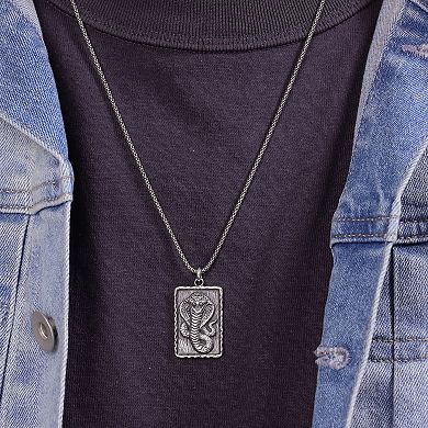 Men's LYNX Snake Dog Tag Pendant Necklace