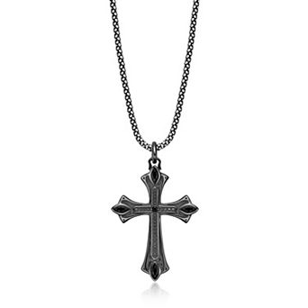 Men's LYNX Gemstone Cross Pendant Necklace