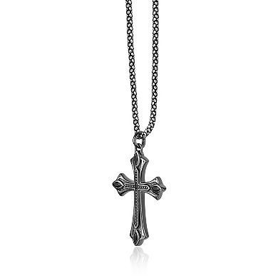 Men's LYNX Gemstone Cross Pendant Necklace