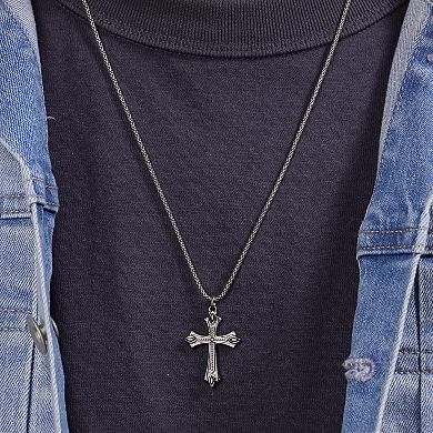 Men's LYNX Gemstone Cross Pendant Necklace