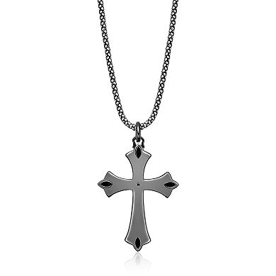 Men's LYNX Gemstone Cross Pendant Necklace