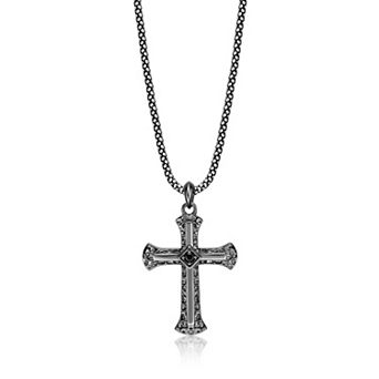 Men's LYNX Gemstone Cross Pendant Necklace