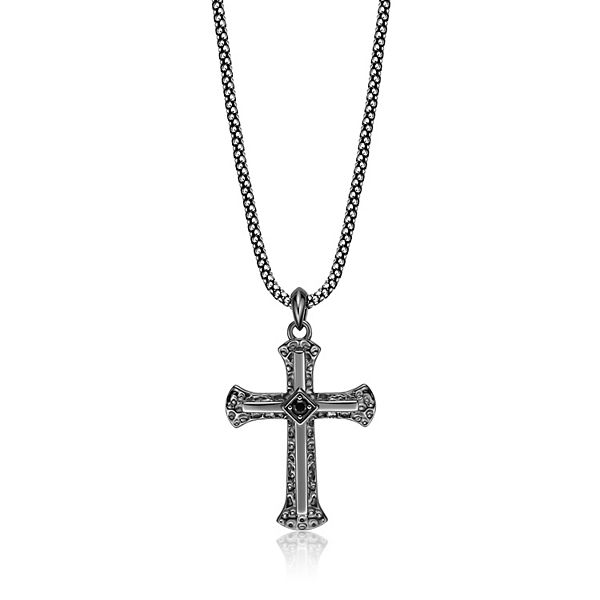 アクセサリー kkknnn Men's LYNX Gemstone Cross Pendant Necklace