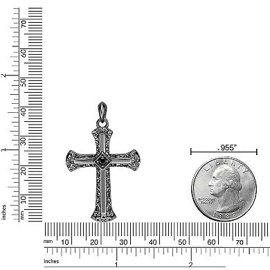 Men's LYNX Gemstone Cross Pendant Necklace
