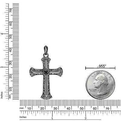 Men's LYNX Gemstone Cross Pendant Necklace