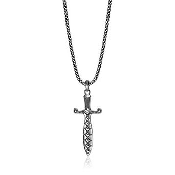 Men's LYNX Silver-Tone Dagger Pendant Necklace