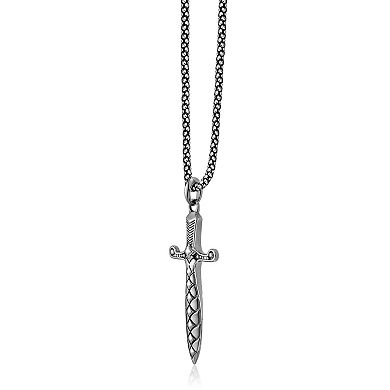 Men's LYNX Silver-Tone Dagger Pendant Necklace