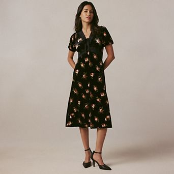 Women's LC Lauren Conrad Lace Trim Velvet Midi Dress