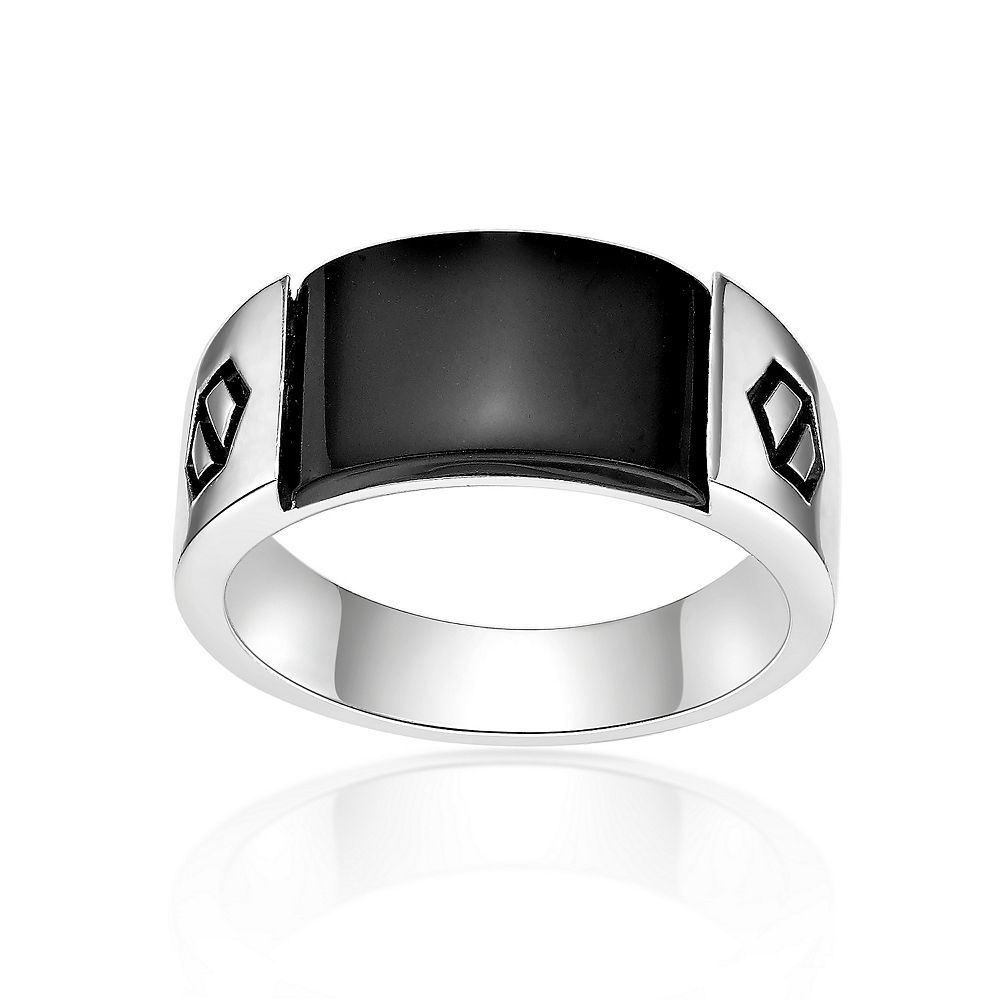 Men's LYNX Silver Onyx Ring