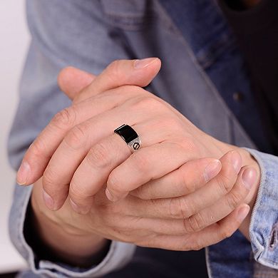 Men's LYNX Gemstone Silver Onyx Ring