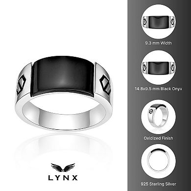 Men's LYNX Gemstone Silver Onyx Ring