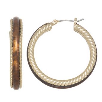 Napier Gold Tone Autumn Leaves Hoop Earrings