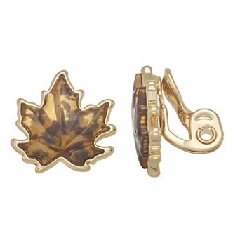 Napier Gold Tone Autumn Leaves Drop Earrings