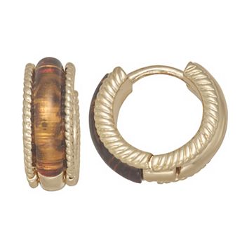Napier Gold Tone Autumn Leaves Huggie Earrings