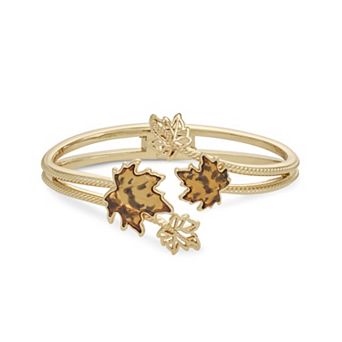 Napier Gold Tone Autumn Leaves Bangle Bracelet