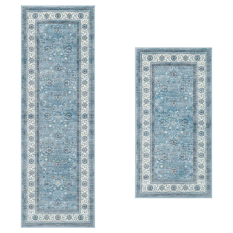 UPC 646760000043 product image for Wyatt & Ash Dream Mink Printed Chenille 2-Piece Rug Set, Finley Blue | upcitemdb.com