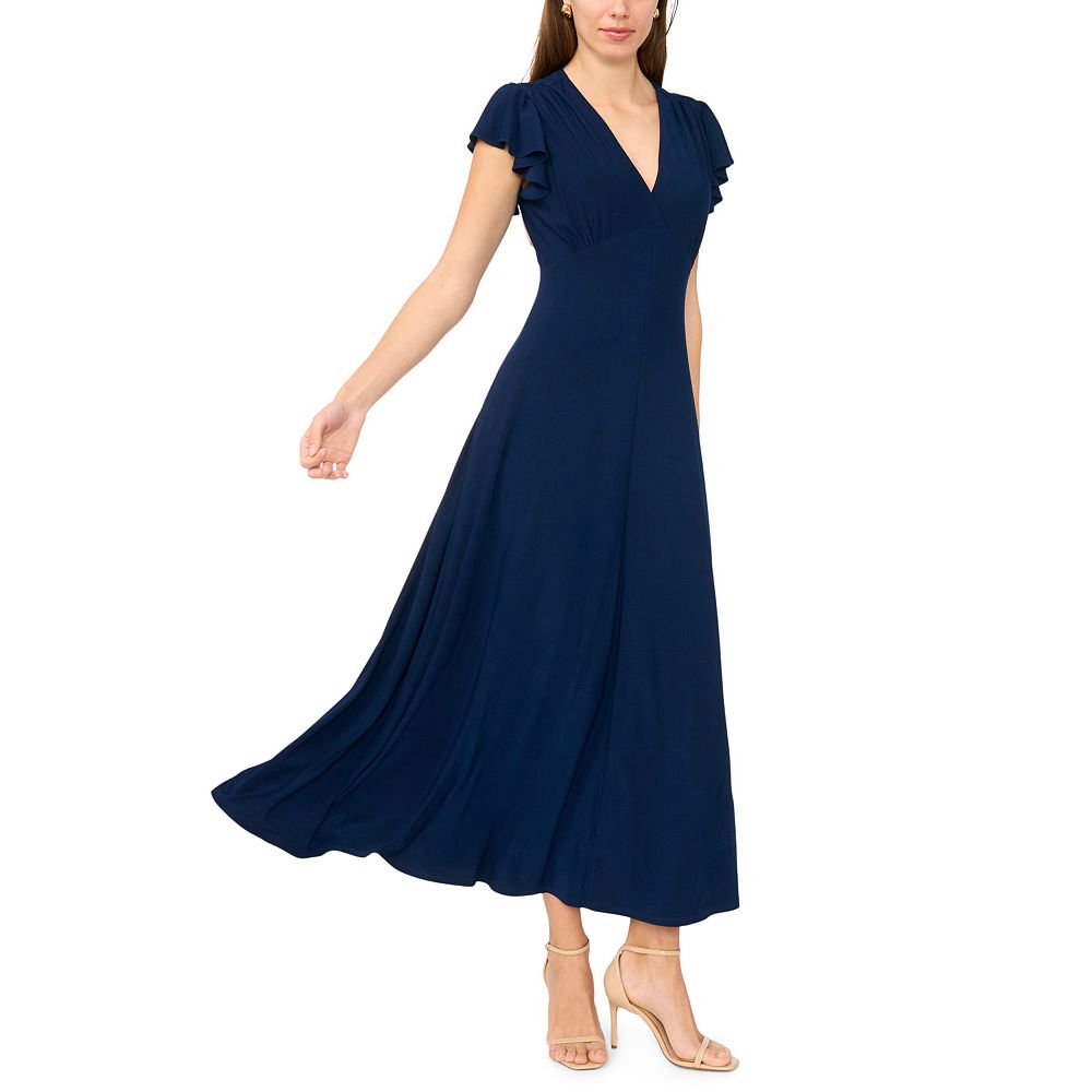 ladies flowy dresses PRETTYGARDEN Womens Maxi Dress Short Sleeve V Neck Hollow Out Eyelet A Color:DUSTY-BLUE this multi Plus Size Purchase - Last 24 Months Two Piece Knee-Length Backless