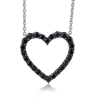 Yours and Mined Sterling Silver 1/2 Carat T.W. Black Diamond Heart Pendant Necklace