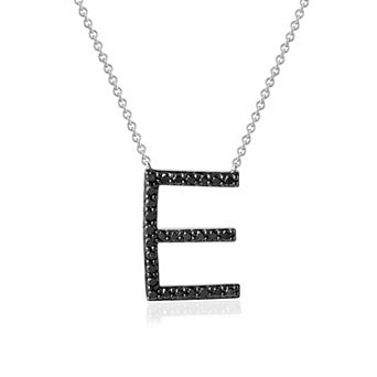Yours and Mined Sterling Silver 3/8 Carat T.W. Black Initial Diamond Pendant Necklace