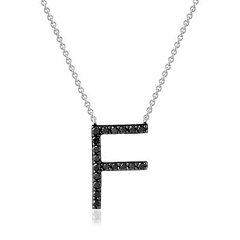 Yours and Mined Sterling Silver 3/8 Carat T.W. Black Initial Diamond Pendant Necklace
