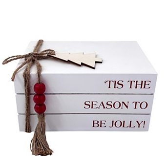 Stacked Books Christmas Table Decor