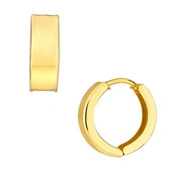 Color Romance 10k Gold Polished Round Huggie Hoop Earrings
