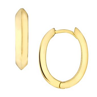 Color Romance 10k Gold Oval Knife Edge Huggie Hoop Earrings