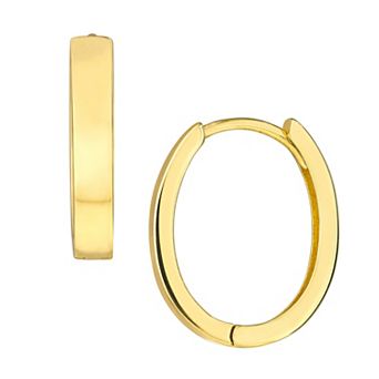 Color Romance 10k Gold Polished Square Oval Huggie Hoop Earrings