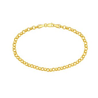 Color Romance 10k Gold Hollow Rolo Chain Bracelet