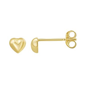 Karat Rush 14k Gold Mini Puffed Heart Stud Earrings