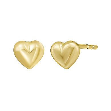 Karat Rush 14k Gold Mini Puffed Heart Stud Earrings