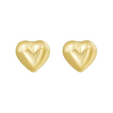 Karat Rush 14k Gold Mini Puffed Heart Stud Earrings