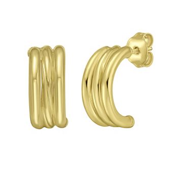 Karat Rush 14k Gold Triple Row C-Hoop Earrings