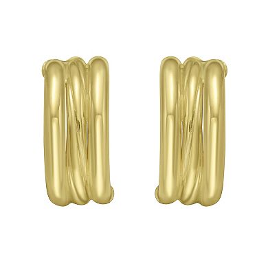 Karat Rush 14k Gold Triple Row C-Hoop Earrings