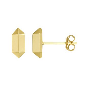 Karat Rush 14k Gold 3D Hexagon Stud Earrings