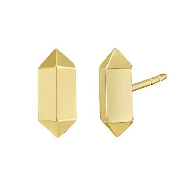 Karat Rush 14k Gold 3D Hexagon Stud Earrings