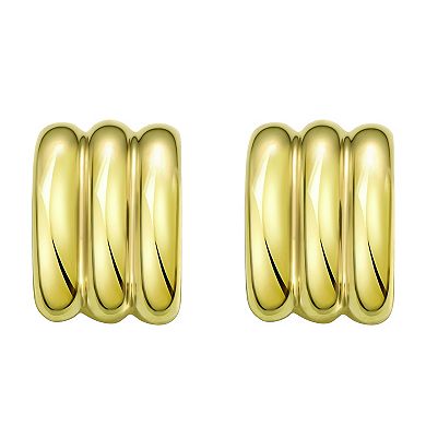 Karat Rush 14k Gold Over Sterling Silver Triple Row "C" Hoop Earrings