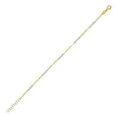 Karat Rush 14k Gold Two Tone Oval & Paperclip Link Bracelet