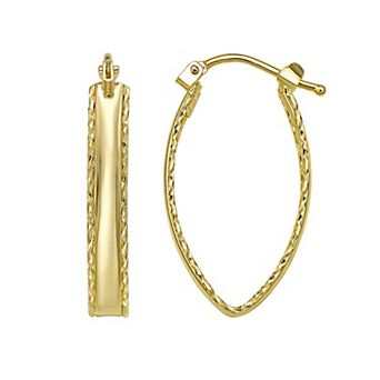 Karat Rush 14k Gold Small Diamond-Cut Marquise Hoop Earrings