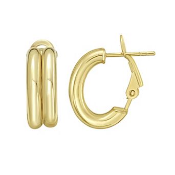 Karat Rush 14k Gold Double Row Hinged Hoop Earrings