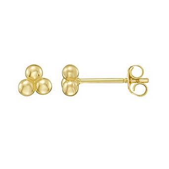 Karat Rush 14k Gold Small Triple Bead Stud Earrings