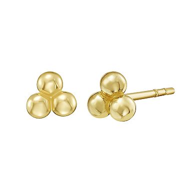 Karat Rush 14k Gold Small Triple Bead Stud Earrings