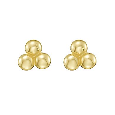 Karat Rush 14k Gold Small Triple Bead Stud Earrings