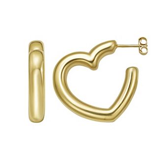 Karat Rush 14k Gold over Sterling Silver Open Heart Earrings