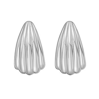 Karat Rush Sterling Silver Graduated Ribbed Hoop Earrings