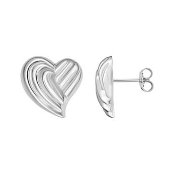 Karat Rush Sterling Silver Heart Shape Stud Earrings