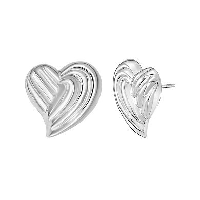 Karat Rush Sterling Silver Heart Shape Stud Earrings