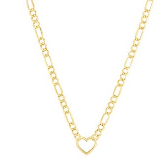 Karat Rush 10k Gold Heart Figaro Chain Necklace